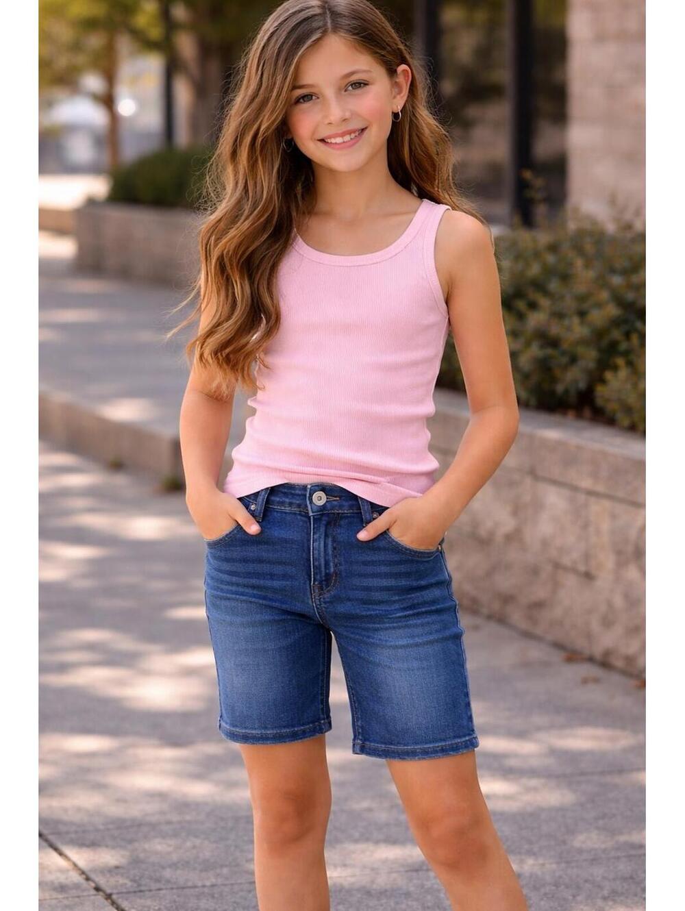 The Children's Place Skimmer Jeans Girls 10 Blue Denim Knee Length Shorts Summer